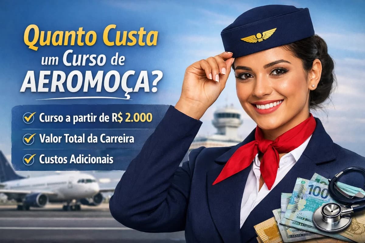 Cena realista em uma sala de treinamento de aviação civil no Brasil: uma turma de alunos com uniformes neutros em um simulador de cabine de avião, instrutor apontando para um painel de procedimentos e equipamentos de segurança (colete salva-vidas, máscara de oxigênio) sobre uma bancada. Ambiente moderno e limpo, atmosfera profissional, foco em planejamento e custos (sem números ou texto). Composição com profundidade de campo, alunos em primeiro plano e cabine ao fundo, estilo fotográfico editorial, cores naturais, iluminação suave de estúdio com luz lateral, enquadramento horizontal 16:9, sem texto, sem logotipos, sem marcas d'água.
